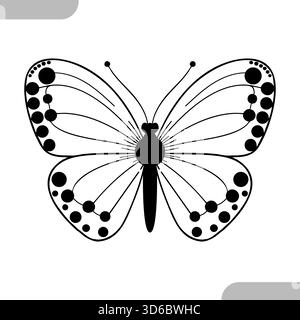 Vecteur d'illustration d'art de ligne de page de coloriage décoratif de papillon orné Illustration de Vecteur