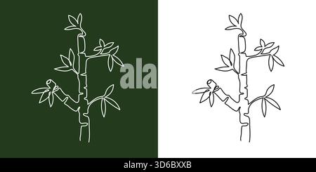 Illustration vectorielle minimaliste de dessin de plante d'arbre de bambou d'art en ligne continue Illustration de Vecteur