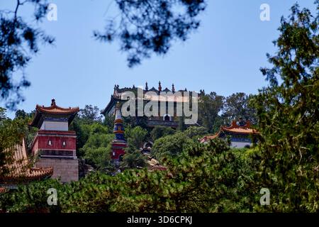 Palais d'été à Pékin, Chine - gros plan des détails autour du nord du pavillon Zongyin Banque D'Images