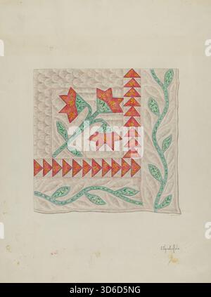 Courtepointe (section d'angle) (c. 1940). Cornelius Christoffels (américain, 1879 - 1960)' Banque D'Images