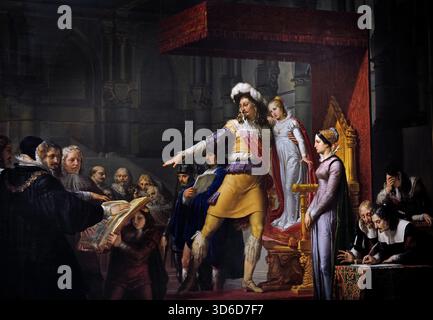 Pelagio Palagi, (1775-1860), Gustavo, Adolfo, roi de Suède, avant de partir, pour la guerre de religion, recevoir de, l'Assemblée générale , le serment de loyauté, à sa fille Cristina, 1824 ans, Italie, italien, suédois ( Gustave II Adolphe 1594 – 1632, ou Gustave Adolphe ou Gustave II Adolphe Banque D'Images