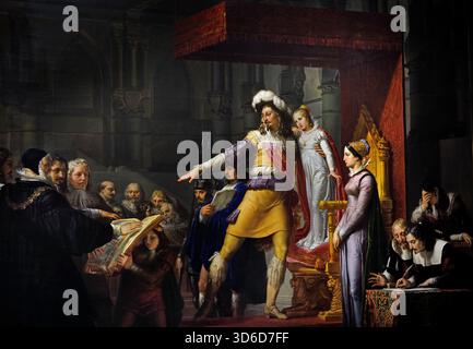 Pelagio Palagi, (1775-1860), Gustavo, Adolfo, roi de Suède, avant de partir, pour la guerre de religion, recevoir de, l'Assemblée générale , le serment de loyauté, à sa fille Cristina, 1824 ans, Italie, italien, suédois ( Gustave II Adolphe 1594 – 1632, ou Gustave Adolphe ou Gustave II Adolphe Banque D'Images