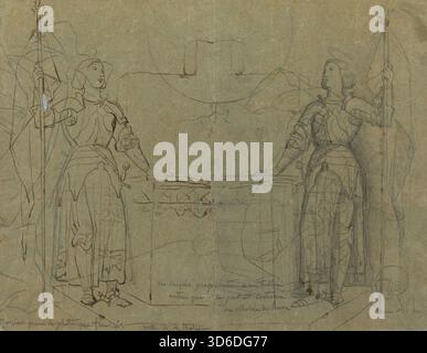 Jeanne d'Arc debout à l'autel de la cathédrale de Reims (c. 1844). Jean Auguste Dominique Ingres (français, 1780 - 1867)' Banque D'Images
