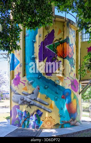 Water Tank Art par Aerosol obsessions, Windsor, NSW, Australie Banque D'Images
