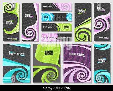 Bannières vectorielles et Flyers Set, modèles colorés avec espace de copie vide pour le texte publicitaire sur fond noir, en-têtes Web horizontaux, collection o Illustration de Vecteur