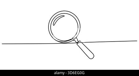 Dessin continu d'une ligne d'art d'une loupe, rechercher et explorer le concept Illustration de Vecteur