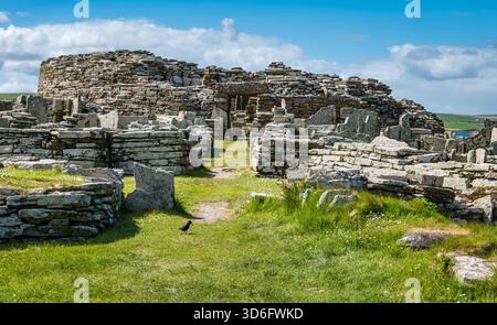 Colonie Pictish de l'âge de fer, Broch of Gurness, Orcades, Écosse, Royaume-Uni Banque D'Images