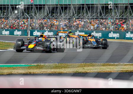 Max Verstappen, Oscar Piastri et Lando Norris au Grand Prix de Grande-Bretagne 2025, Silverstone Banque D'Images