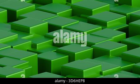Rendu vert 3D de cube arrondi arranger Ramdomly Abstract Backgound pour mobile ou pc ou fond d'écran Banque D'Images