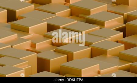 Rendu 3D or de cube arrondi arranger Ramdomly Abstract Backgound pour mobile ou pc ou fond d'écran Banque D'Images