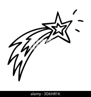 Icône de contour d'étoile cosmique de prise de vue. Illustration isolée vectorielle dessinée à la main. Illustration de Vecteur