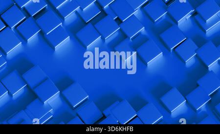 Rendu 3D bleu de cube arrondi arranger Ramdomly Abstract Backgound pour mobile ou pc ou fond d'écran Banque D'Images