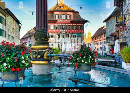 Stein am Rhein, Suisse, vue sur la vieille ville Banque D'Images