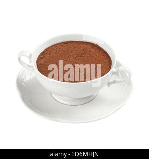 Dessert tiramisu isolé dans un bol en porcelaine blanche Banque D'Images