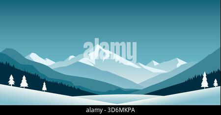 Paysage de montagne hivernal. Illustration vectorielle de Noël pour la conception. Illustration de Vecteur
