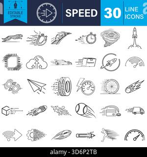 Collection dynamique d'icônes de ligne de vitesse : mouvement, livraison rapide, vecteur de progression Illustration de Vecteur