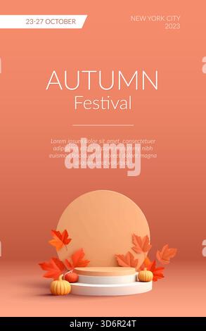 Fond de vente d'automne avec vitrine publicitaire Illustration de Vecteur