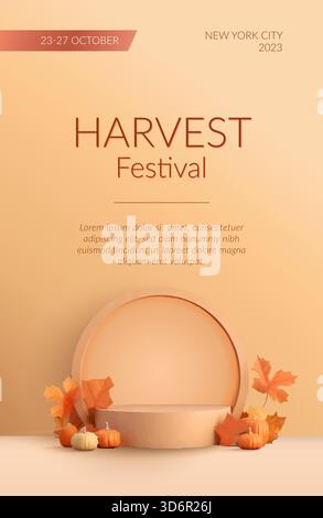 Fond de vente d'automne avec vitrine publicitaire Illustration de Vecteur