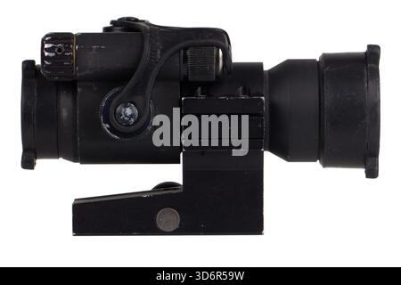 Viseur de collimateur optique moderne. Isolé sur fond blanc. Banque D'Images