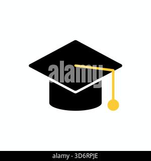 Illustration vectorielle d'icône de réalisation académique de chapeau de graduation noir pour l'éducation diplôme universitaire diplôme d'études supérieures et concepts de cérémonie Illustration de Vecteur