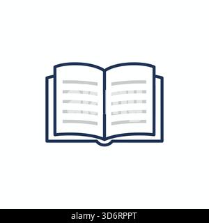 Illustration vectorielle d'icône d'éducation à livre ouvert bleu blanc pour la lecture de l'étude de la littérature de connaissance et des concepts de conception académique Illustration de Vecteur