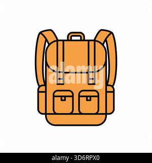 Illustration vectorielle d'icône de voyage de sac à dos brun orange pour les concepts de conception d'école de randonnée en plein air et d'aventure Illustration de Vecteur