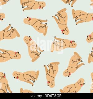 Motif sans couture Golden Retriever chiens dans les couleurs beige et blanc. Fond vectoriel abstrait pour des thèmes pour animaux de compagnie, textile, tissu ou impression moderne. Illustration de Vecteur