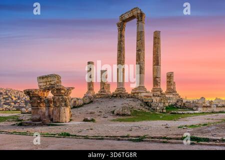 Amman, Jordanie. Le Temple d'Hercules, Citadelle d'Amman. Banque D'Images
