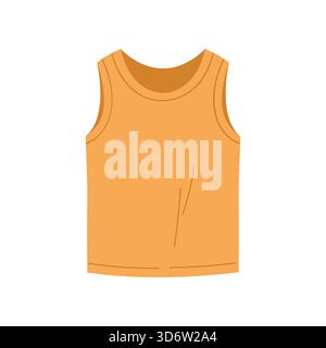 Débardeur d'hommes sans manches orange simple sur fond blanc, isolé pour l'illustration vectorielle de conception de mode ou de vêtements Illustration de Vecteur