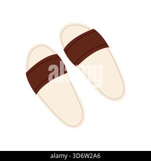 Sandales simples isolées brunes coulissantes pour hommes sur fond blanc pour illustration vectorielle de mode d'été décontractée Illustration de Vecteur
