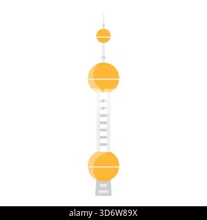 Tour de repère moderne isolée de Shanghai dans un style plat pour le voyage en Chine et l'illustration vectorielle de concepts d'architecture Illustration de Vecteur