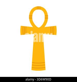 Croix ankh dorée de l'Egypte ancienne sur une illustration vectorielle de fond isolé blanc Illustration de Vecteur
