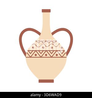Amphore grecque traditionnelle avec des motifs géométriques sur fond blanc, parfait pour les projets d'histoire, illustration vectorielle isolée Illustration de Vecteur