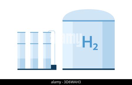 Concept isolé de production d'hydrogène et de réservoir de stockage pour l'énergie propre et l'illustration vectorielle d'utilisation industrielle Illustration de Vecteur