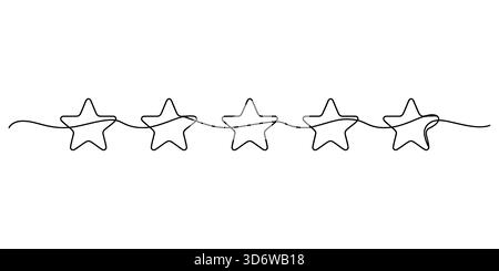 Système de notation cinq étoiles évaluation de la qualité de l'examen de dessin en ligne continue Illustration de Vecteur