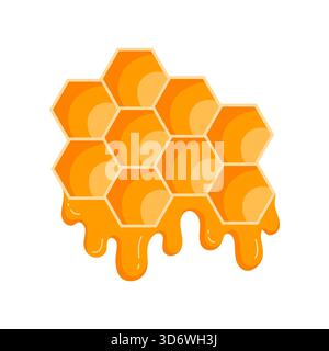 Nid d'abeille isolé brillant dégouttant miel doré, parfait pour l'apiculture, la nourriture, ou l'illustration vectorielle de concepts de nature Illustration de Vecteur