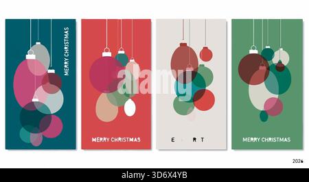 Ensemble de cartes de Noël et du nouvel an. Modèles d'illustration vectorielle pour carte de voeux de vacances, arrière-plan, site Web et bannière de médias sociaux Illustration de Vecteur