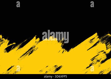 Fond de trait de pinceau noir et jaune. Bordure graffiti grunge inférieure jaune. Bannière sportive de coup de pinceau audacieux Illustration de Vecteur