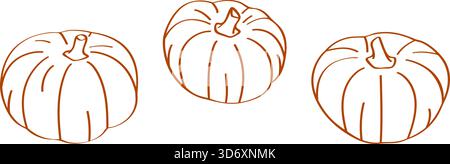 Ensemble de citrouilles isolées dessinées à la main. Illustration vectorielle avec fond transparent. Illustration de Vecteur