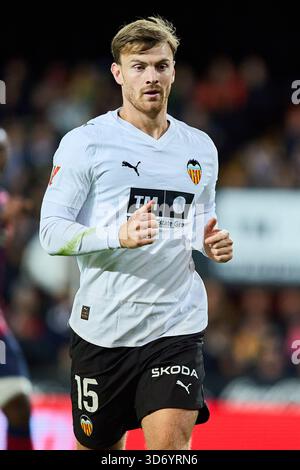 Valencia, Espagne. 21 novembre 2025. VALENCIA, ESPAGNE - 21 NOVEMBRE : Lucas Beltran du Valencia CF en action lors du match LaLiga EA Sports entre Valencia CF et le stade Levante UD Mestalla le 21 novembre 2025 à Valence, Espagne. (Photo de Jose Torres/photo Players images/Magara Press) crédit : Magara Press SL/Alamy Live News Banque D'Images