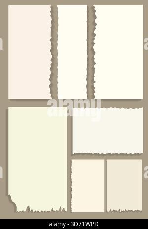 Ensemble de fond de Scrapbook de morceaux de papier déchiré coloré de lait. Illustration de Vecteur