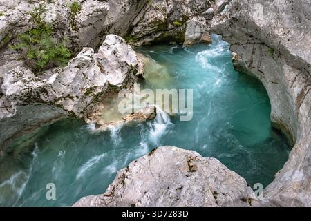 Impressions de la petite et grande gorge de Soca en Slovénie. Banque D'Images