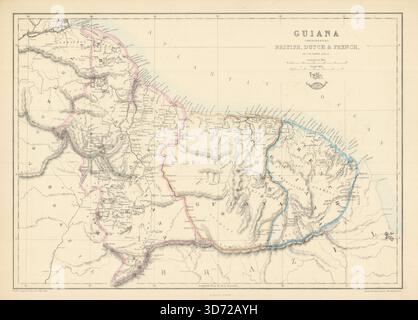 'Guyane comprenant britannique, néerlandais et français' Suriname Guyana. Carte de LOWRY 1863 Banque D'Images