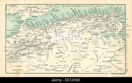Afrique du Nord. Maghreb Maroc Algérie Tunisie. BARTHOLOMEW 1909 carte ancienne Banque D'Images