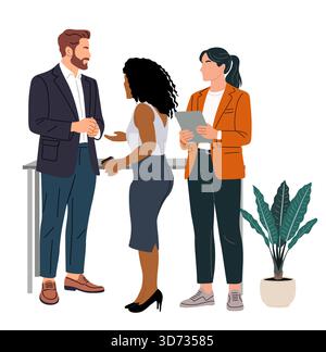 Professionnels des affaires parlant dans un bureau moderne Illustration de Vecteur