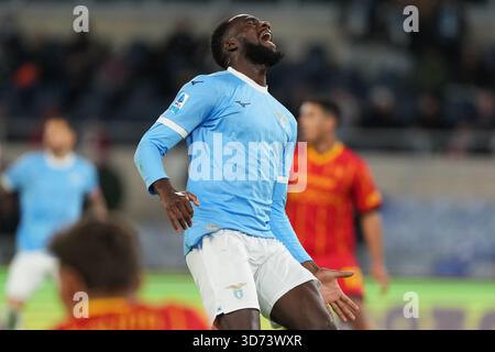 Rome, Italie. 23 novembre 2025. Rejet de Boulaye Dia du SS Lazio lors du match de football de Serie A 2025/2026 entre le SS Lazio et l'US Lecce au Stadio Olimpico à Rome (Italie), le 23 novembre 2025. Crédit : Insidefoto/Alamy Live News Banque D'Images