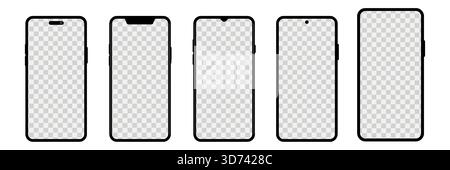 Ensemble de maquettes de smartphone réalistes. Vecteur de collection de maquette d'écran de smartphone avec écran blanc isolé sur fond blanc. Illustration de Vecteur