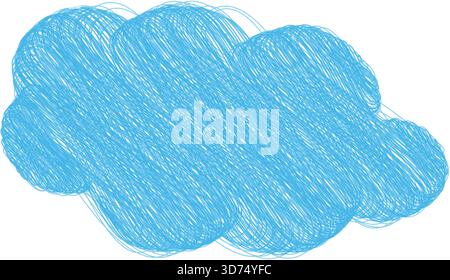Dessiné à la main ciel bleu nuage autocollant icône Prévisions météorologiques pictogramme minimaliste Doodle Flat Design. Illustration vectorielle isolée Météo ou dessin d'enfant cartes thématiques bannière promotionnelle, dépliants, post média Illustration de Vecteur