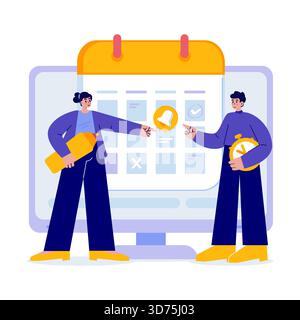 Discussion d'équipe planification de rendez-vous illustration vectorielle de date Illustration de Vecteur