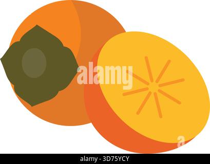 Kaki. Vecteur plat, illustration clipart isolé sur fond blanc. Illustration de Vecteur